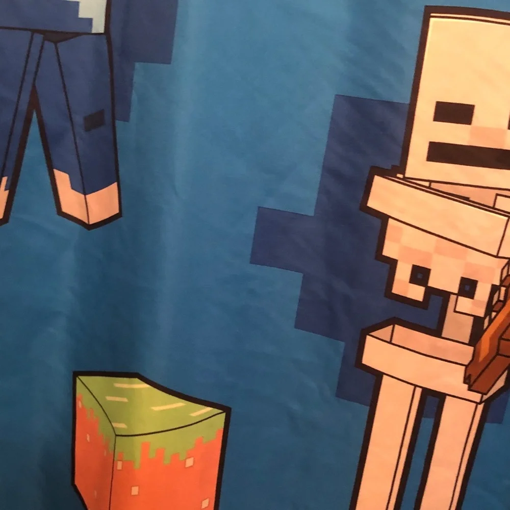 Minecraft Kids Costume Shower Curtain - Blue with TNT & Creeper
